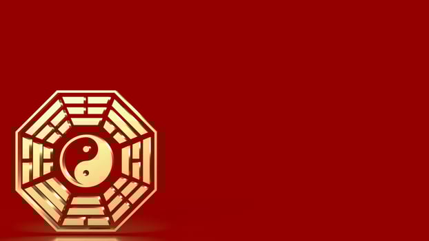 The Gold Bagua symbol of taoism for religion concept 3d rendering. photo