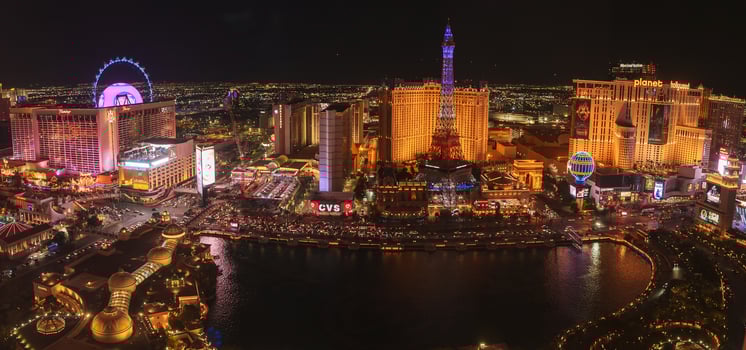 Vibrant Las Vegas Strip Night Cityscape Scene Panorama photo