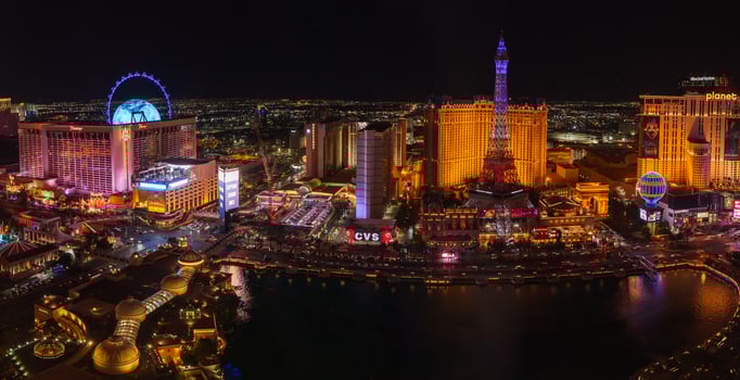 Vibrant Aerial Night View of Las Vegas Strip Hotels and Attractions photo