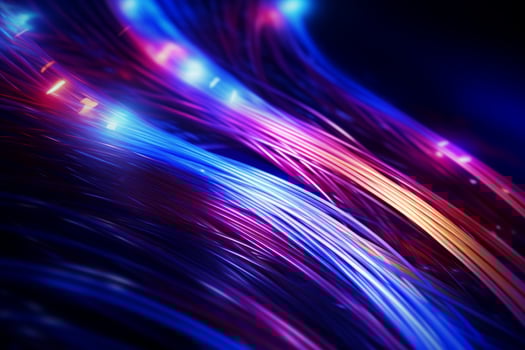 Colorful optic fiber electrical cables wires neon waves lines abstract 3d ai design background pattern glow colored streams information optical connection internet web multicolor data led photo