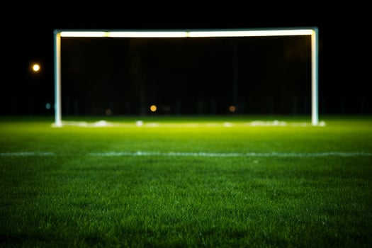 Soccer background on ground grass stadium football game sport competition event championship match artificial green grass lawn grassy field outdoors calm empty sports isolated night photo