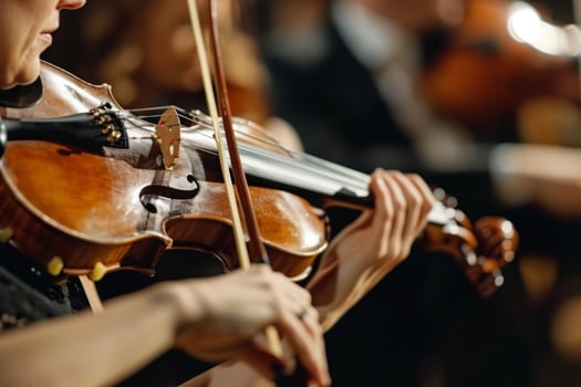 Talented musician playing violin cello in orchestra concert theatre opera musical talent skill classical music artistic performance string instrument intelligent person clear sound live photo