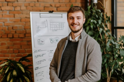 Young startup leader entrepreneur ready to present idea discuss on whiteboard investors meeting founder diversity equity equality and inclusion teamwork teambuilding exercise business photo