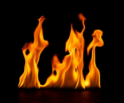 fire burning flame Isolated on a black background photo