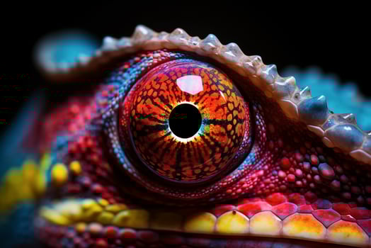 Vibrant Close-Up of a Colorful Chameleon Eye photo
