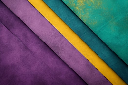 Textured Surfaces Converging In Purple, Yellow, and Green. Mardi Gras Abstract Banner photo