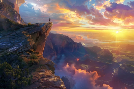 Golden Sunrise Over Mountainous Valley photo