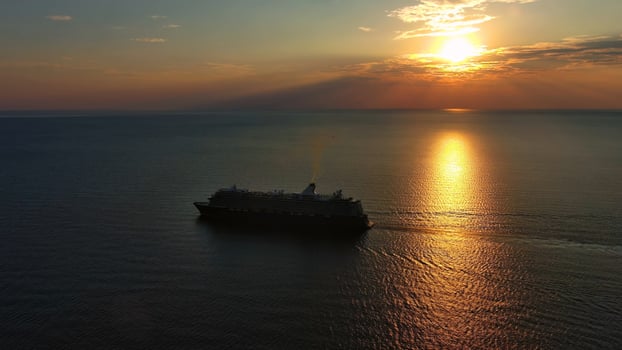 Cruise ship during sunset photo
