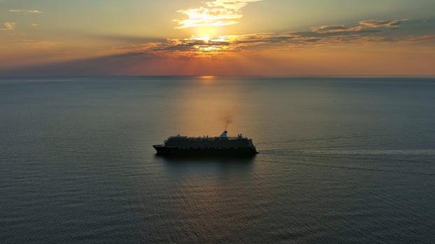 Cruise ship during sunset photo