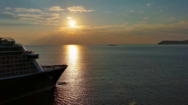 Cruise ship during sunset photo