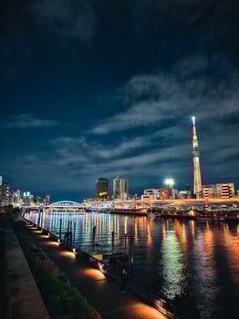 Lights Of The City Of Tokyo Reflecting On Water photo
