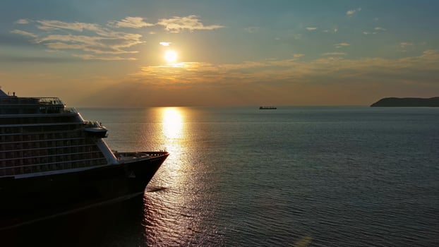 Cruise ship during sunset photo