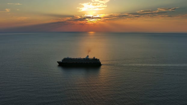 Cruise ship during sunset photo