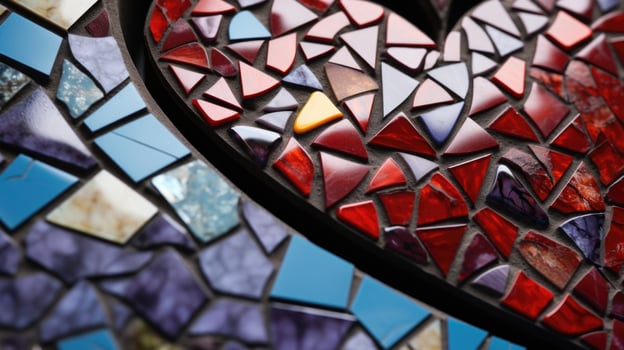 A closer look at the heart mosaic reveals the meticulous craftsmanship of the artist, with every piece perfectly aligned. photo