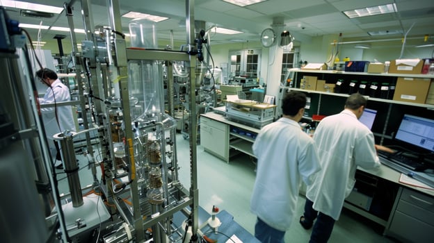 In a laboratory setting a team of scientists dons white coats and works diligently at various stations surrounded by stateoftheart equipment. This image highlights the importance of photo
