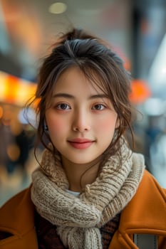 Vertical portrait of young asian woman photo
