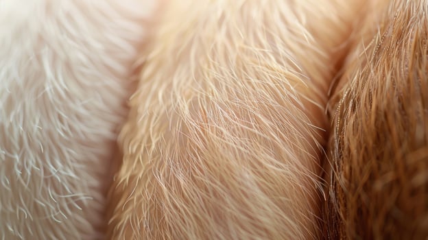 A detailed image of a womans leg hair ranging from fine and blonde to thicker and darker reflecting the diversity in body hair a individuals. photo