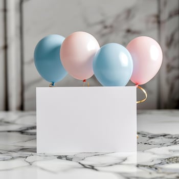 cute birthday invitation card empty blank mockup, white watercolor paper texture photo