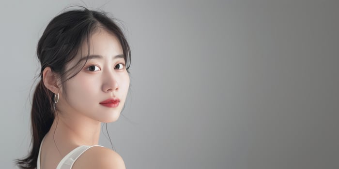 Beautiful young aisan woman model. Cosmetology, beauty, skincare concept. photo