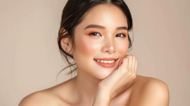 Beautiful young aisan woman model. Cosmetology, beauty, skincare concept. photo