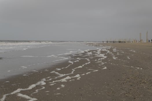 high tide line on the beach, separation between sea and beach photo