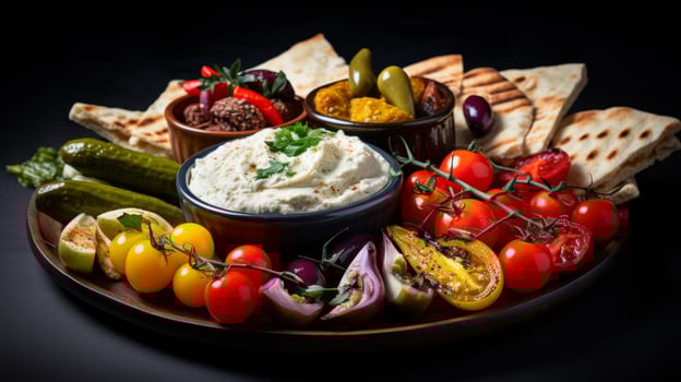 Mediterranean appetizer tray Greek cuisine photo
