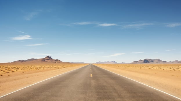 Desert road disappearing into horizon. photo
