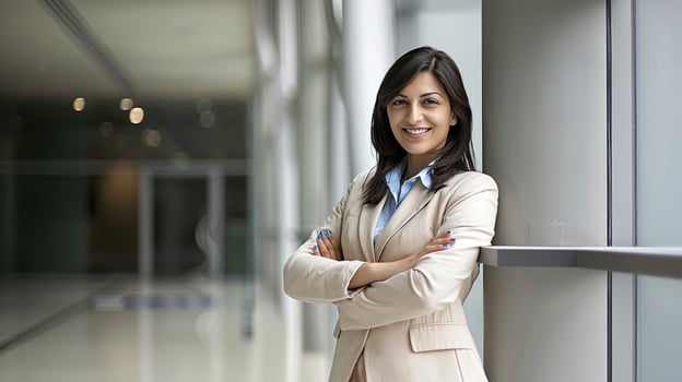 Confident Indian businesswoman at her office photo