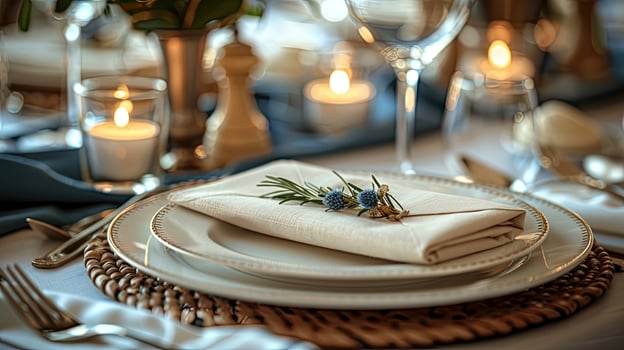 A table setting with a napkin and place setting photo