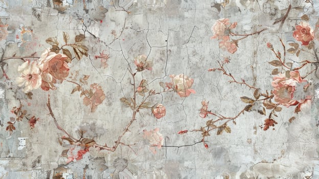 A painting of roses on a wall photo