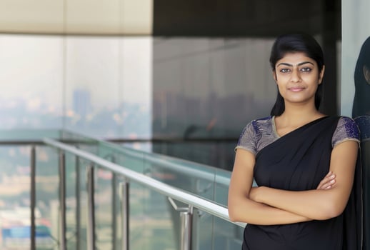 Confident Indian businesswoman at her office photo