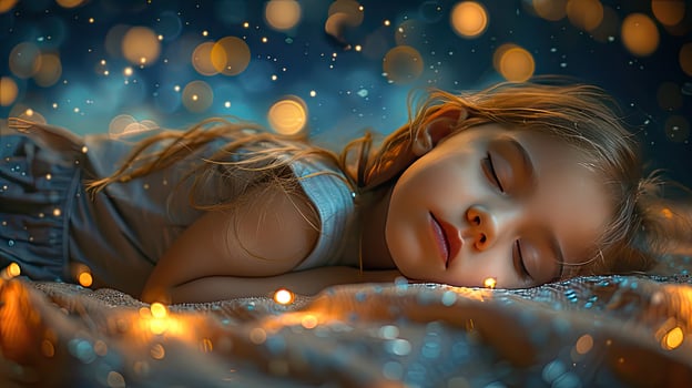 A little girl sleeping with her eyes closed photo