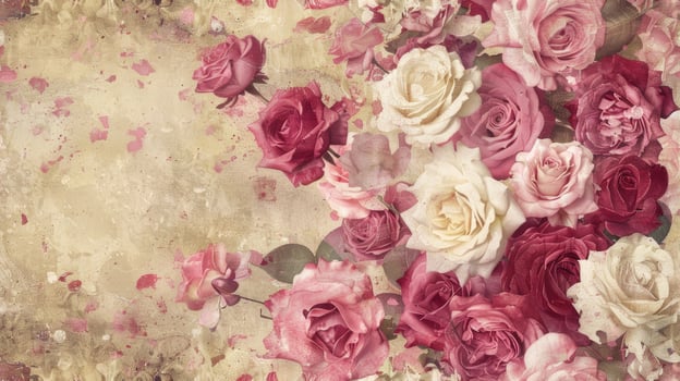 Vintage rose background with grunge texture photo