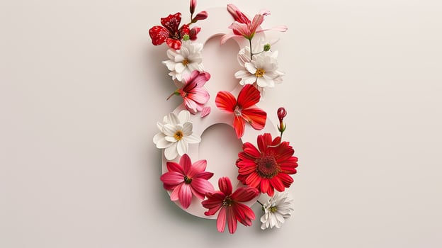The number eight is made of flowers photo