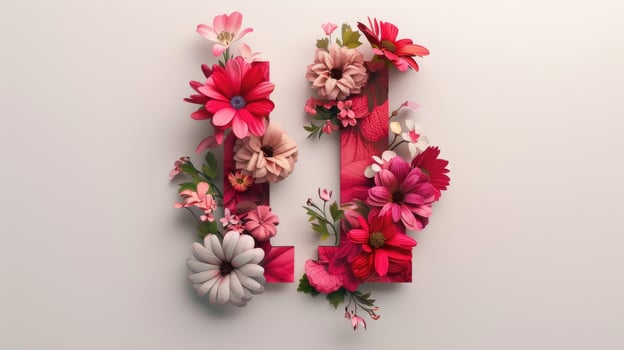 The letter i is made of flowers photo