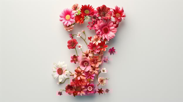 The number 7 made of flowers on a white background photo