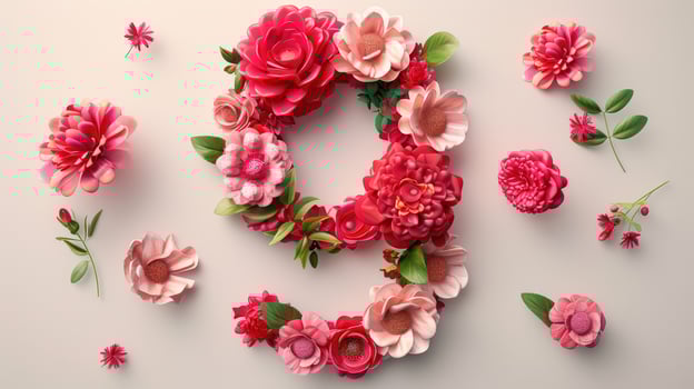 The letter e is made of flowers and leaves photo