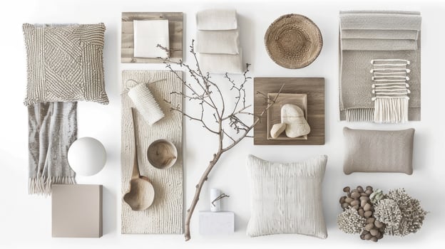 A collection of items including pillows, blankets, and other items photo