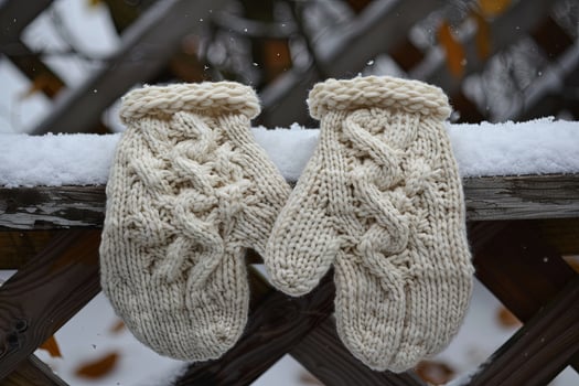 Handmade cable knit mittens your cozy sanctuary from winter's chill. Seasonal warmth and comfort photo
