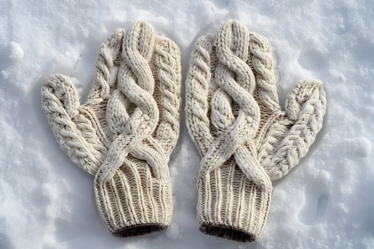 Find sanctuary from winter's chill with these handmade cable knit mittens. Cozy seasonal refuge photo