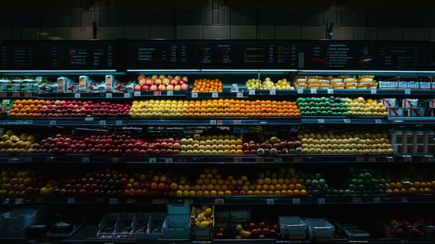 A supermarket with fruit and vegetables on display photo