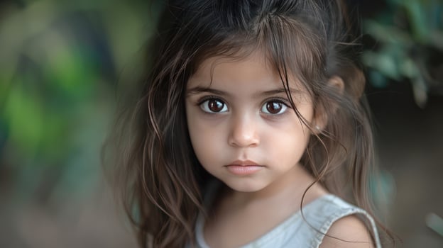 A young girl with long hair and big eyes photo