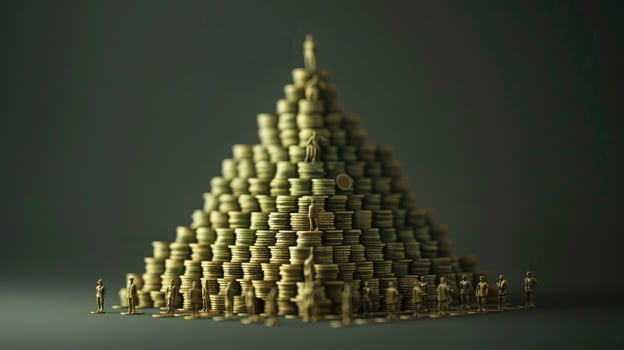 A pyramid made out of gold coins photo