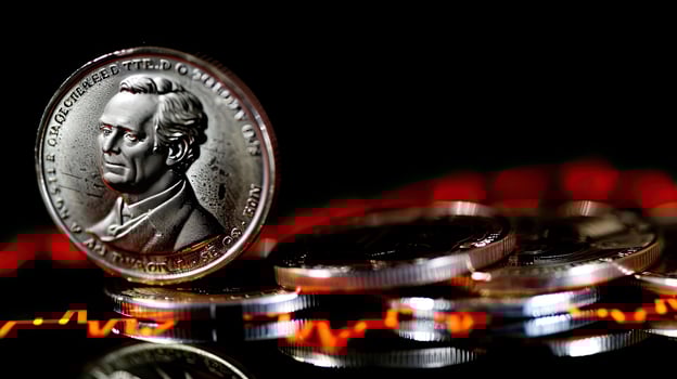 A coin with a portrait of president jimmy carter is sitting on top of a chart photo