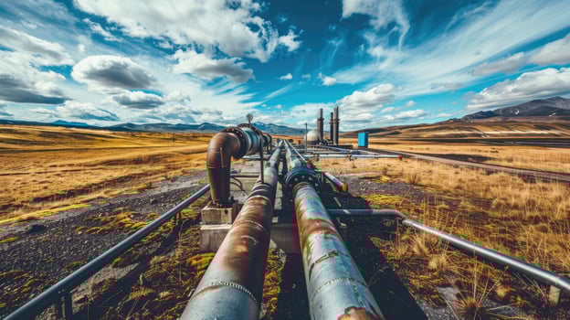 Pipes and pipes in an oil field photo