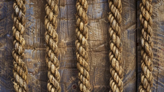 Rope texture on wooden wall background photo