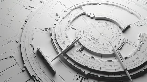 A futuristic architecture design with a circular structure photo