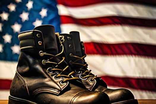 Military shoe With American Flag photo