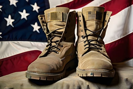 Military shoe With American Flag photo