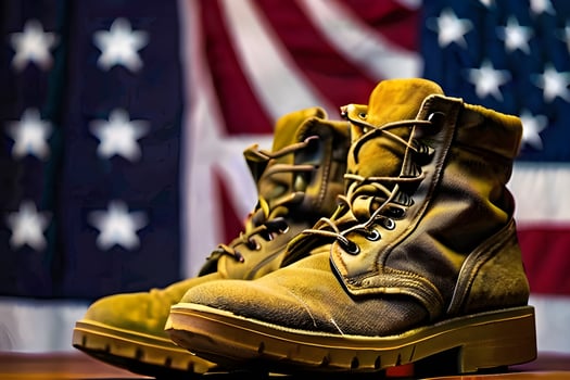 Military shoe With American Flag photo